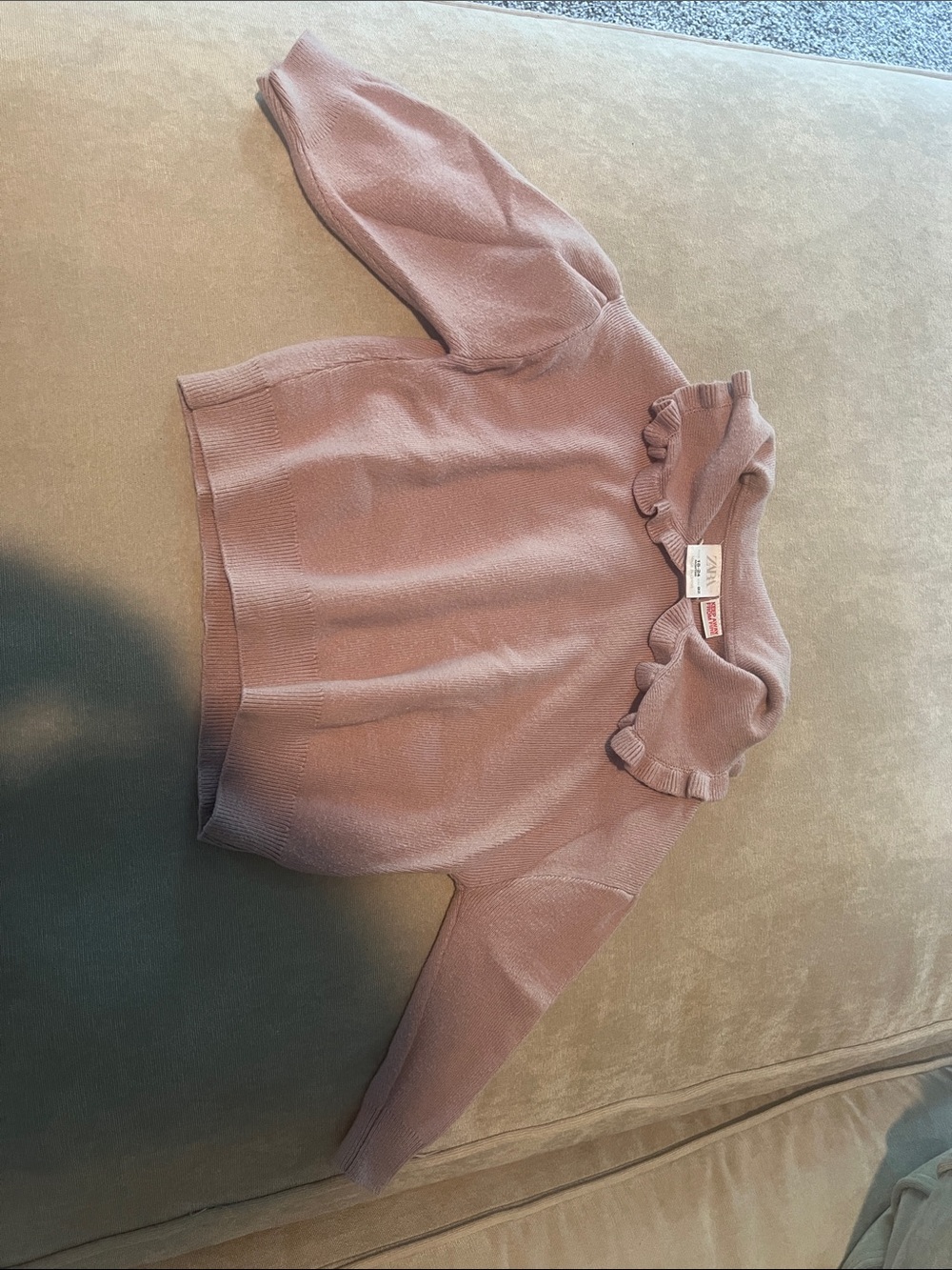 Zara girls Ruffled Neck Pink Sweater 18-24 months NWOT